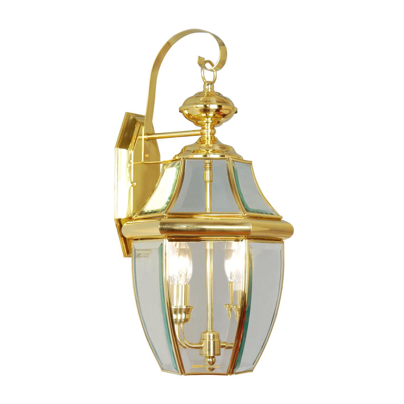 Shown in Polished Brass finish and Clear Beveled glass